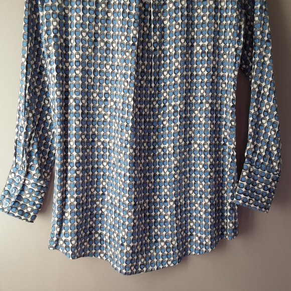 FDJ Blue White Button Down Blouse, 4 - Picture 8 of 11